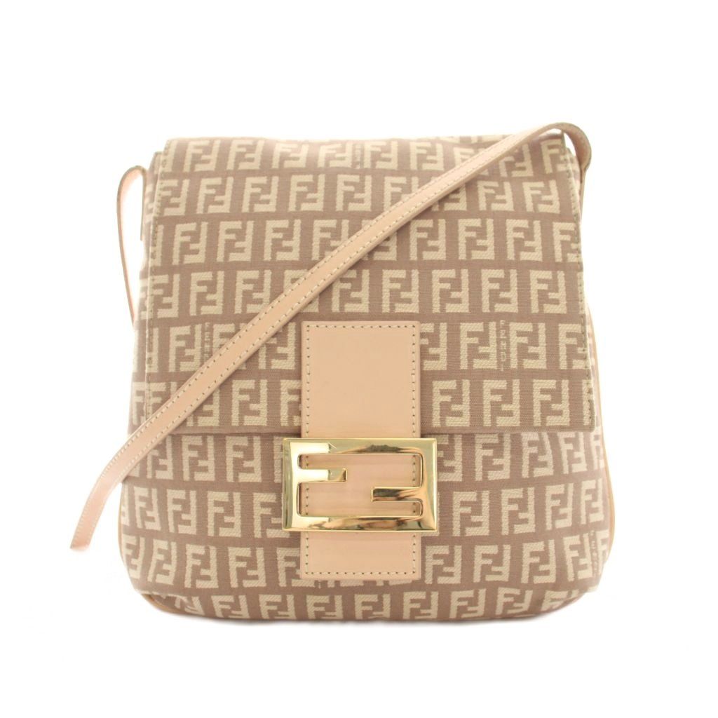 フェンディ FENDI ショルダーバッグ ズッキーノ柄 キャンバス ベージュ