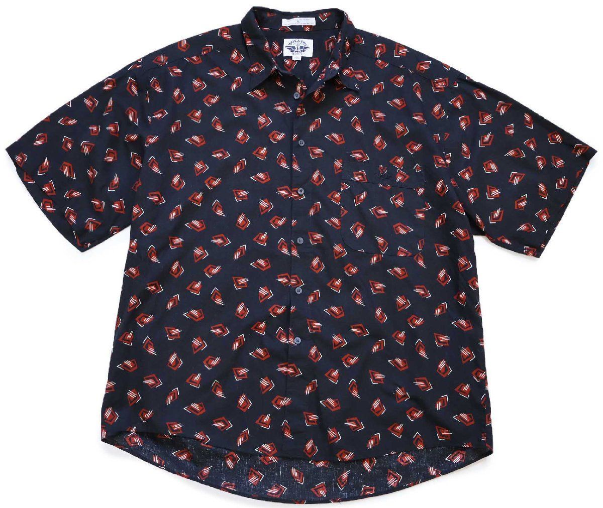 90s DOCKERSドッカーズ アトミック 総柄 半袖 コットンシャツ 黒 XL★Levi'sリーバイス オールド ビンテージ ブラック ビッグサイズ