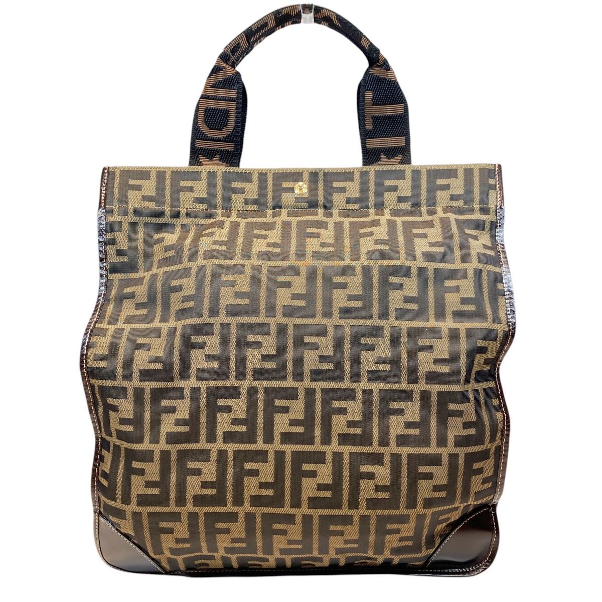 FENDI フェンディ ズッカ柄 折りたたみ可能 トートバッグ ハンドバッグ フェンディ FENDI ズッカ柄 折り畳み トートバッグ キャンバス レザー