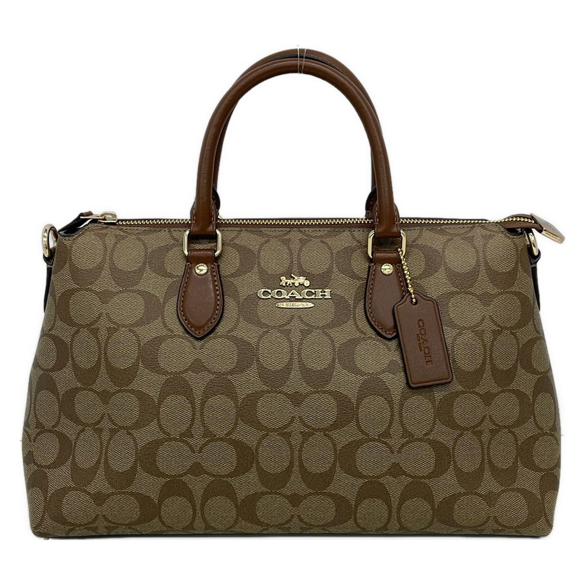 COACH(コーチ) ハンドバッグ ジョージア サッチェル・シグネチャー キャンバス CR157 カーキ×ブラウン レザー