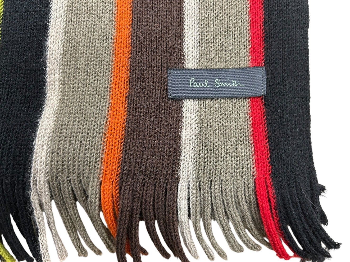 Paul Smith (ポールスミス) ストライプ柄 マフラー ロゴ刺繍 マルチ
