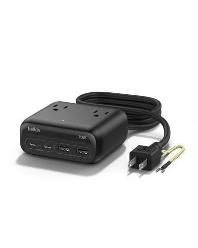 Belkin 7 in 1 充電ステーション T?V認証 最大70W 急速充電 USB-C×2 USB-A×2 AC×3 同時充電 PC スマートフォン MacBook 1.5mコード付属 電源ポート ブラック SRZ001ja5yu