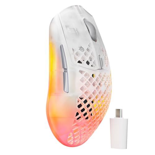 SteelSeries ゲーミングマウス Aerox 3 WL Gen 2 Ghost 無線 ワイヤレス マウス 2.4Ghz/Bluetooth USB 超軽量 薄型 IP54規格 防水 防塵 耐久性 62715 ゴーストyu