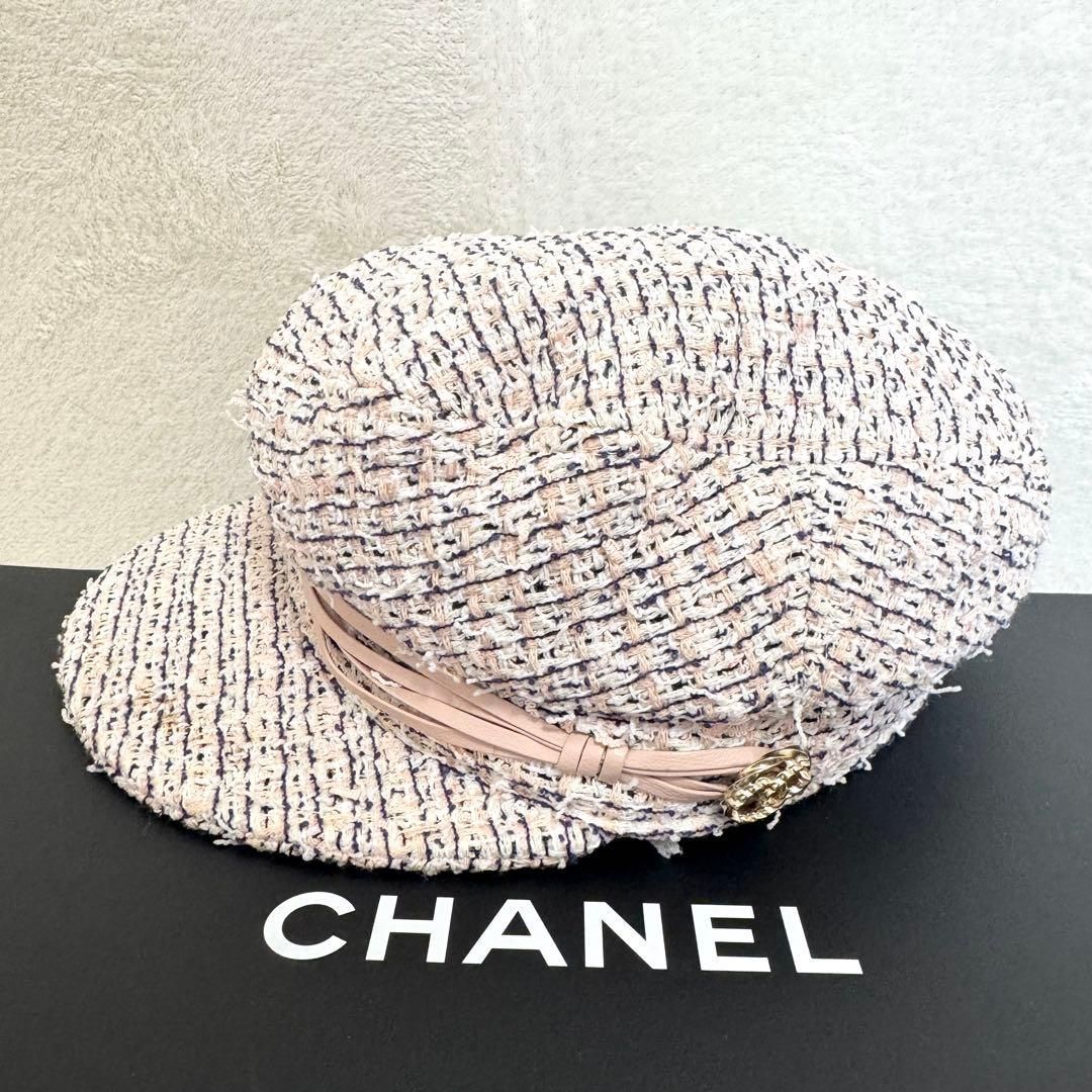 【美品】CHANELシャネル キャスケット ツイード ピンク Sサイズ 帽子