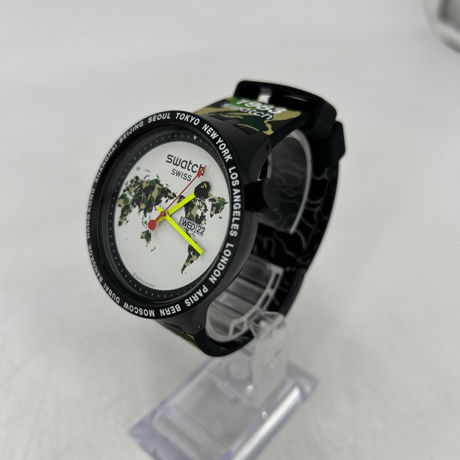 【イオン広店】 中古 BAPE | ペイプ 腕時計 swatchコラボ カモ 【131】