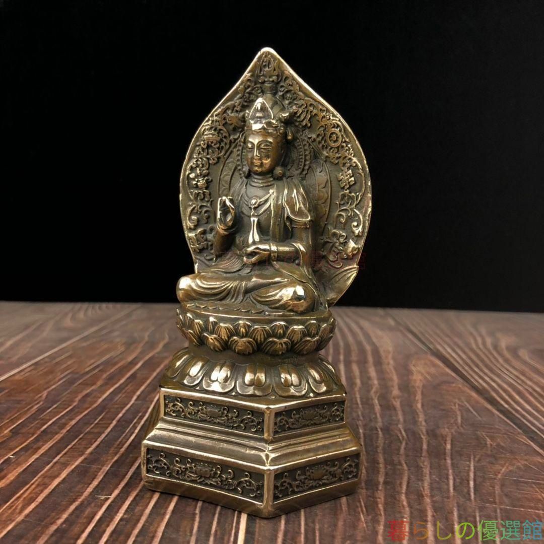 上品】仏教美術 西方三聖坐像 仏像 銅製 彫刻 置物 開運 風水 工芸品