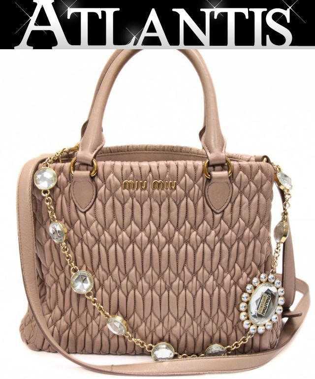ミュウミュウ miumiu マテラッセ ナッパクリスタル 2WAYバッグ レザー
