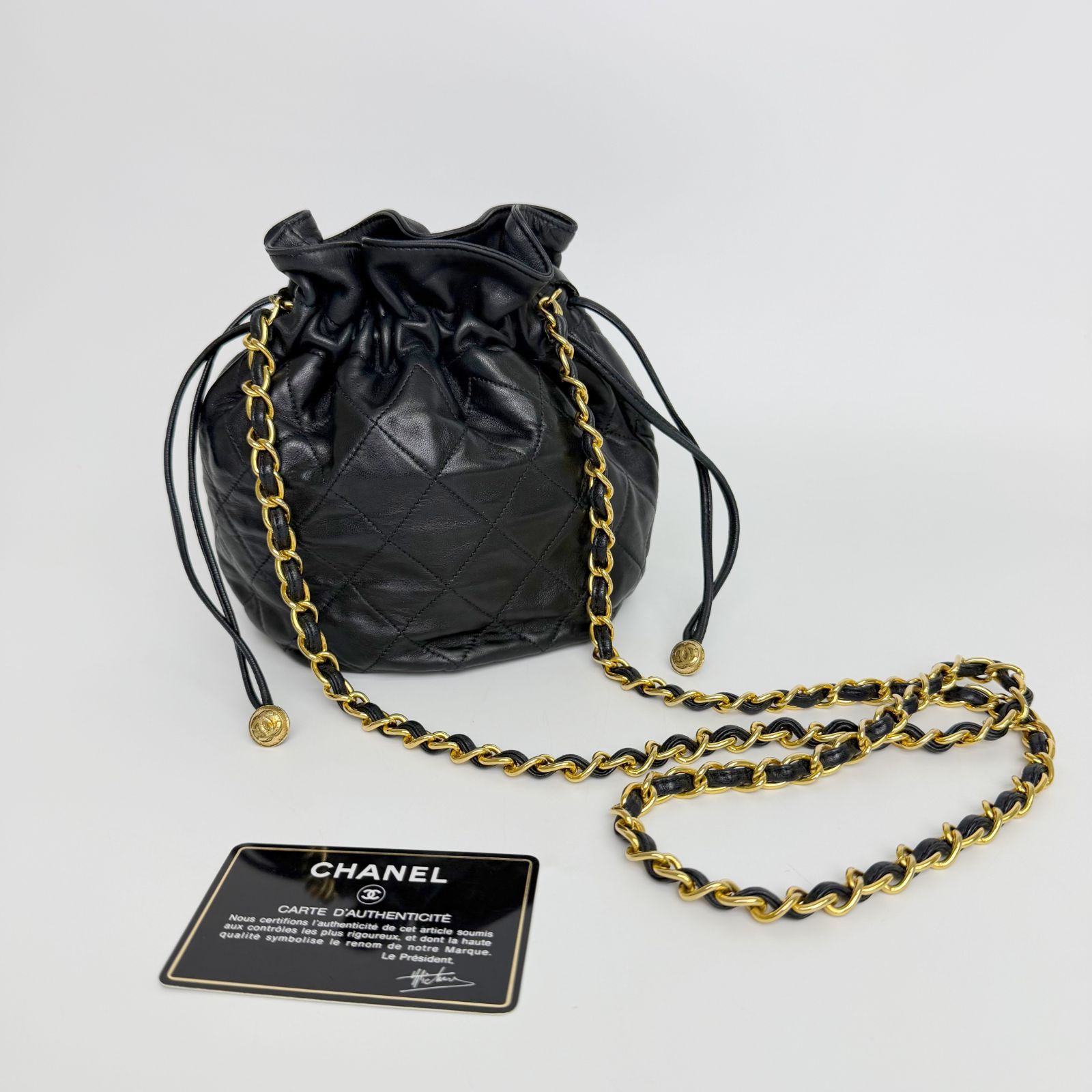 中古】CHANEL シャネル マトラッセ 巾着 チェーンショルダー 
