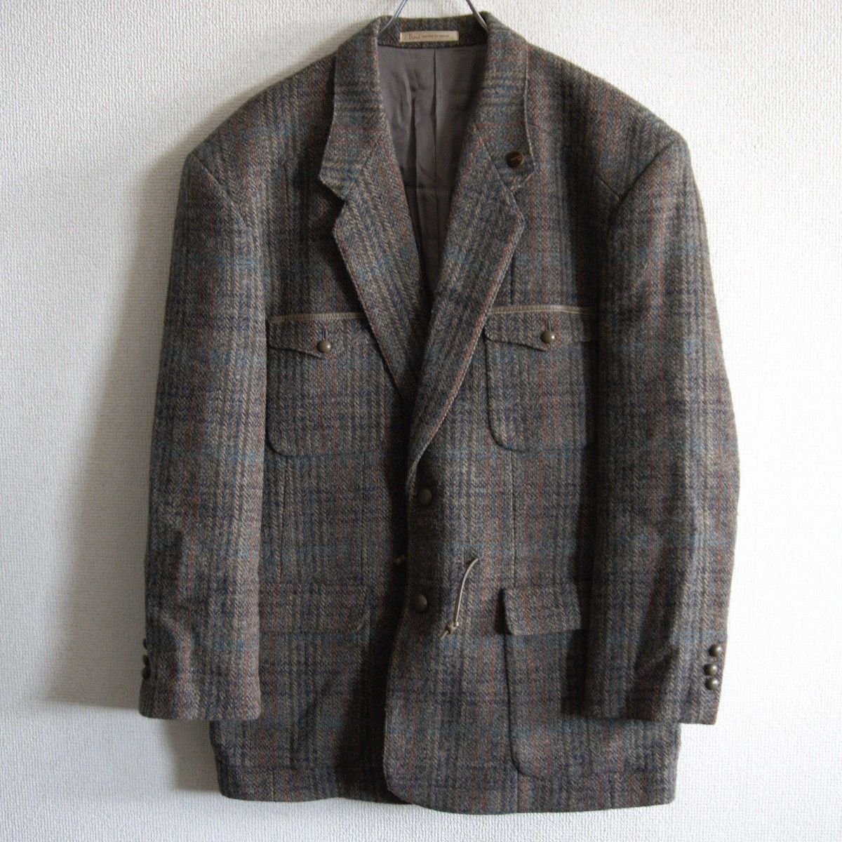 90s 00s XL Papas パパス テーラードジャケット 英国製 ツイード 美品】PAPAS 【× Harris Tweed ツイード 2B テーラード ジャケット】L