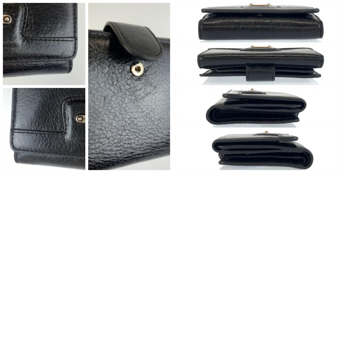 美品 CELINE セリーヌ ブラック 黒 シルバー金具 レザー 折財布