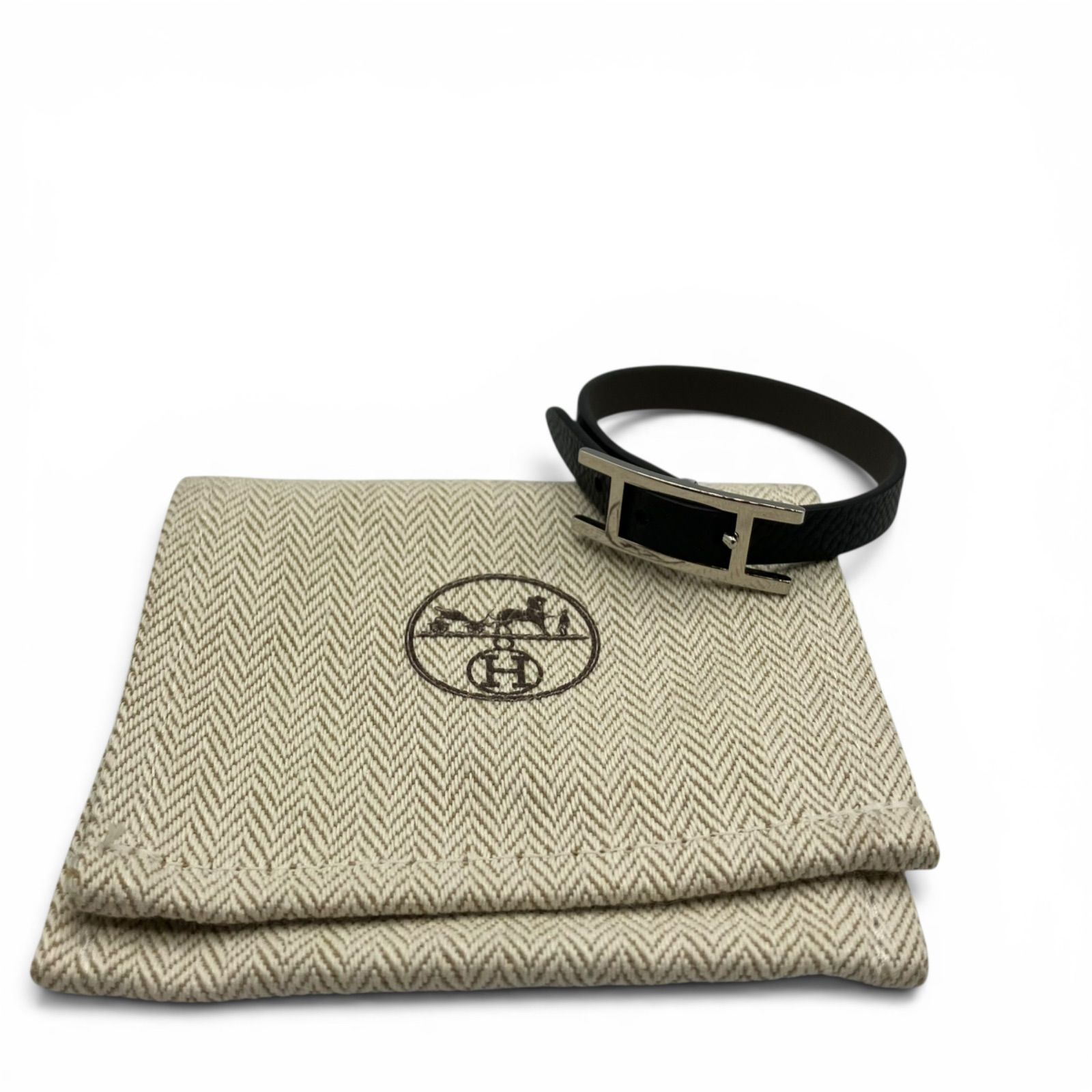再値下げ　新品未使用　エルメス　レザー ブレスレット ビーアピ　黒　T3 正規品 yu/7.20/20】HERMES エルメス ビーアピ レザーブレスレット T3