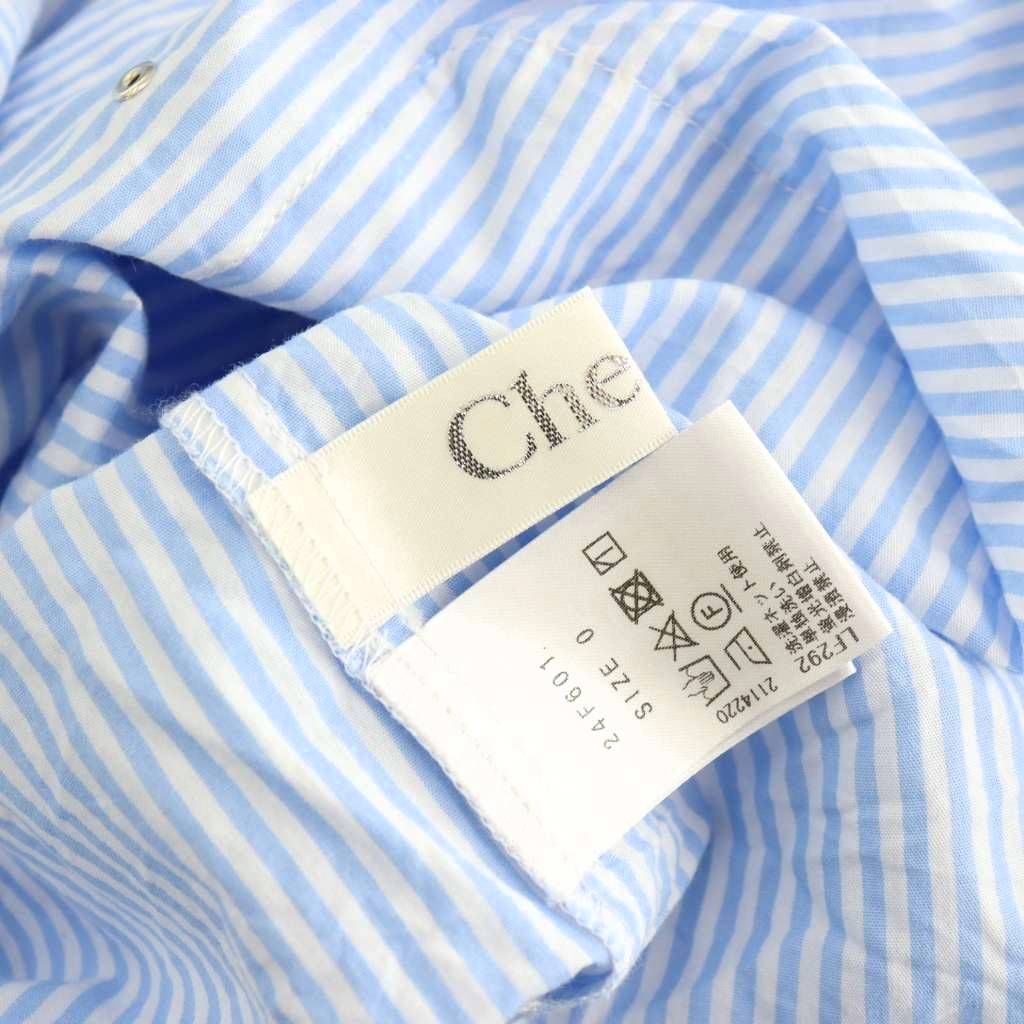 新品タグ付き⭐︎Chesty チェスティ パール付きプリーツジャケット サイズ0 チェスティ Chesty 24SS パールフラワーシャツ 五分袖 ストライプ 前