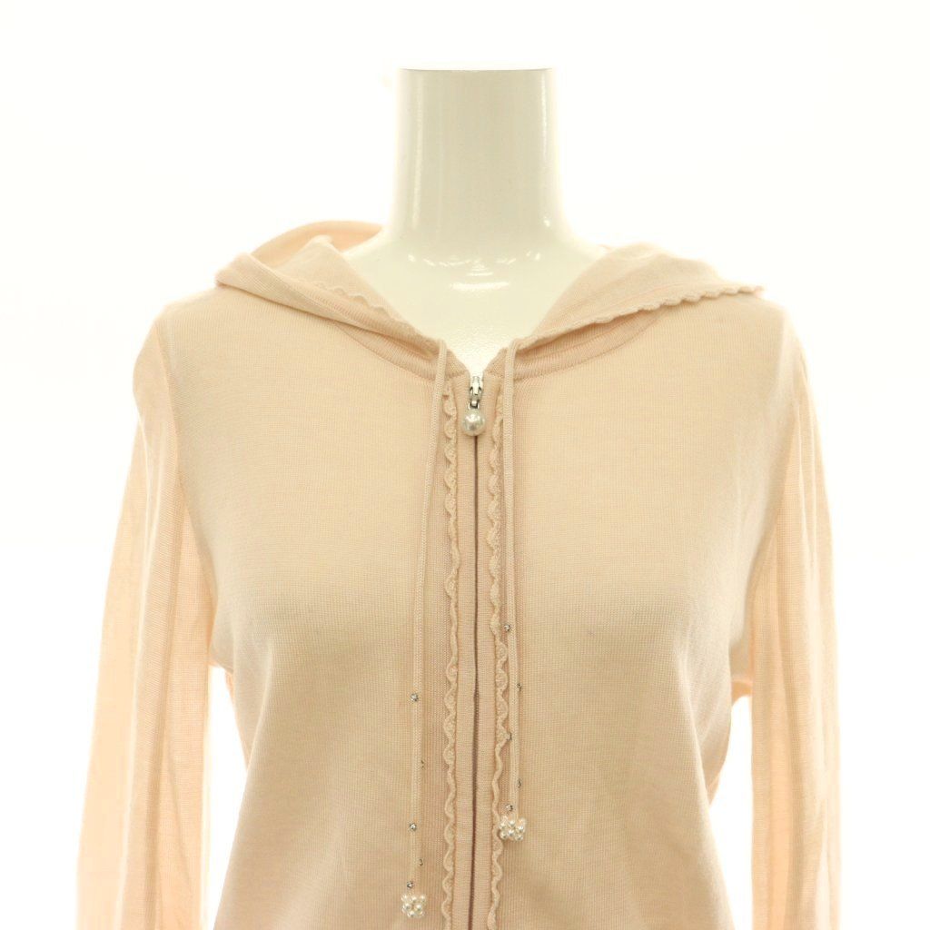 René - SALE‼️美品♡Rene ルネ パーカー Wジップ カメリア 限定品♡ ルネ Rene リボン ニットジップパーカー フリル フェイクパール 34