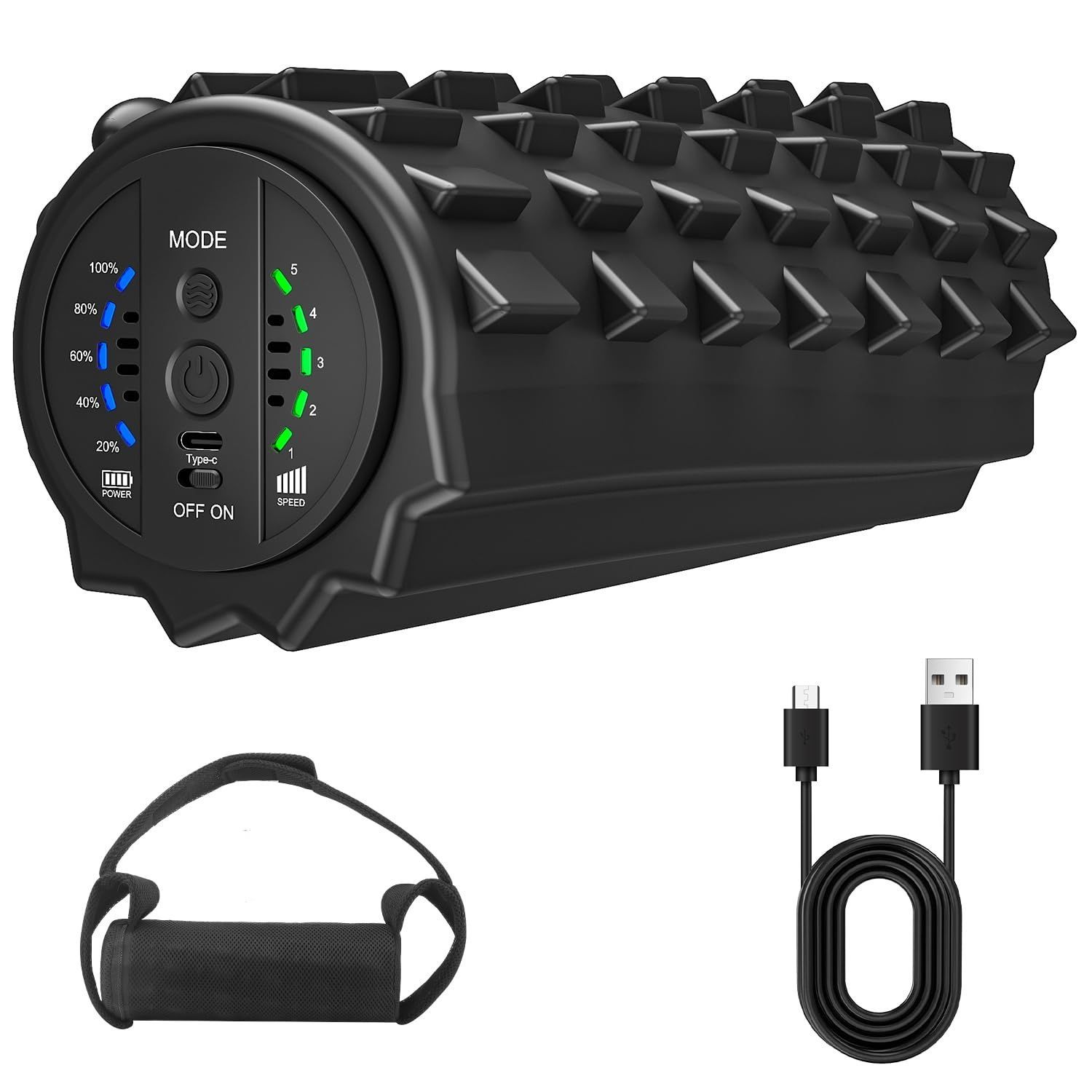 COOBST Vibrating Foam Roller, Electric Foam Roller, 5 Levels of Intensity Switching, Built-in Rechargeable Battery, Heavy Duty EVA Solid Core, Fitness, Yoga, Sports, Recovery, Carry Bag Included