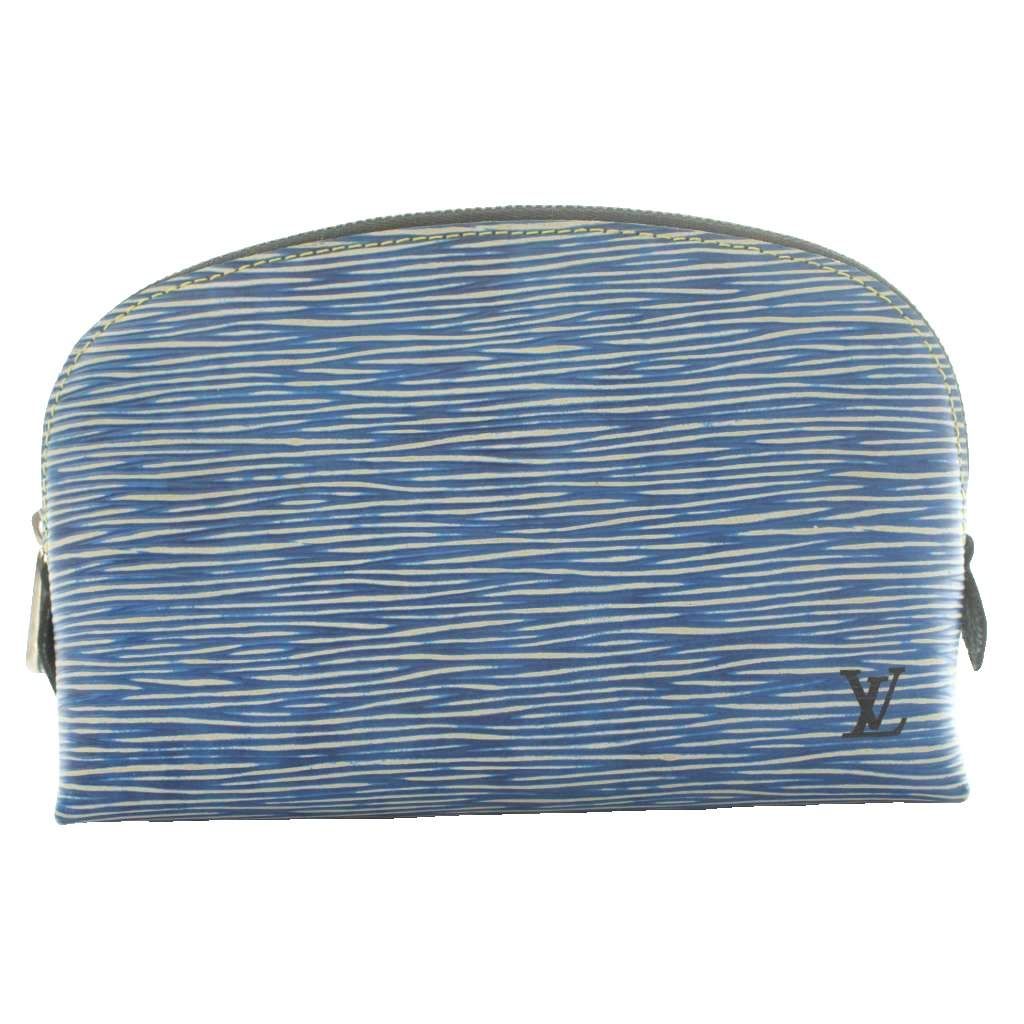 ルイヴィトン LOUIS VUITTON エピ・デニム レザー ポシェット コスメポーチ 青 ブルー グレー M54655 /SS ■OS ■OH