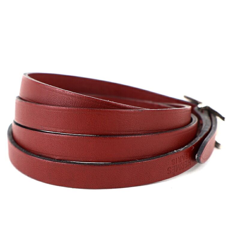 エルメス ブレスレット アピ3 レザーブレスレット ボルドー ロング