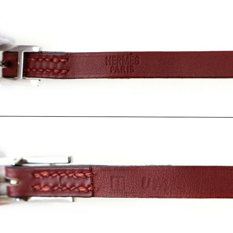 エルメス ブレスレット アピ3 レザーブレスレット ボルドー ロング