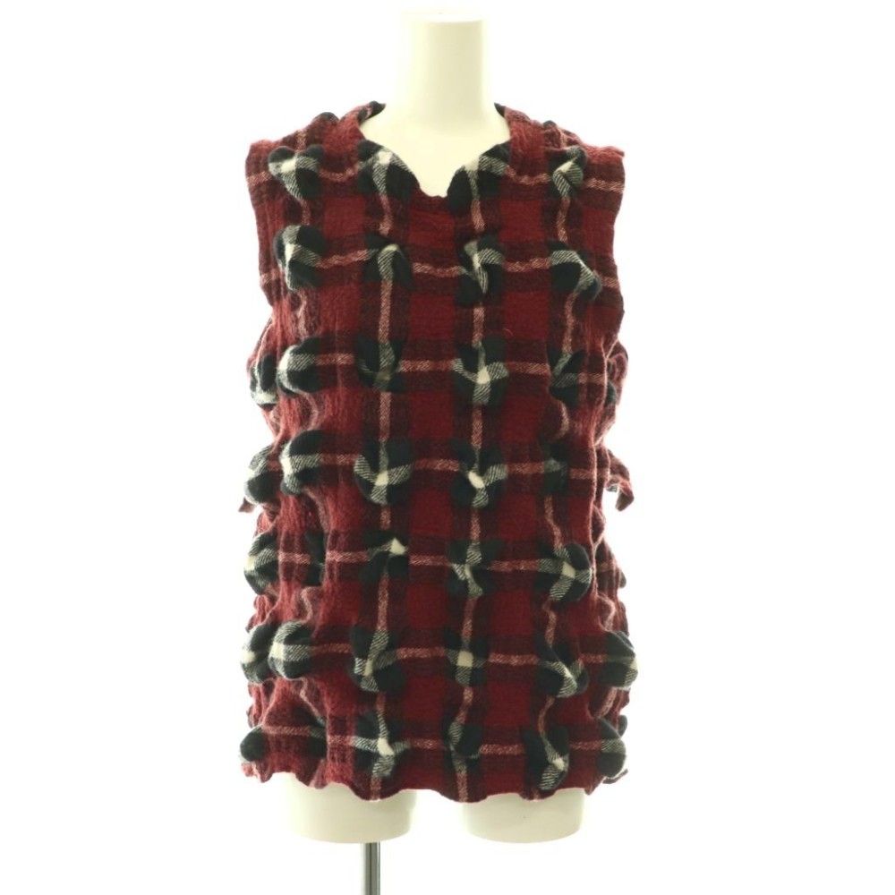 イッセイミヤケ ISSEY MIYAKE 23AW RHYTHM CHECK TOP ノースリーブチェックトップス カットソー 2 ブラウン マルチカラー /ES ■OS