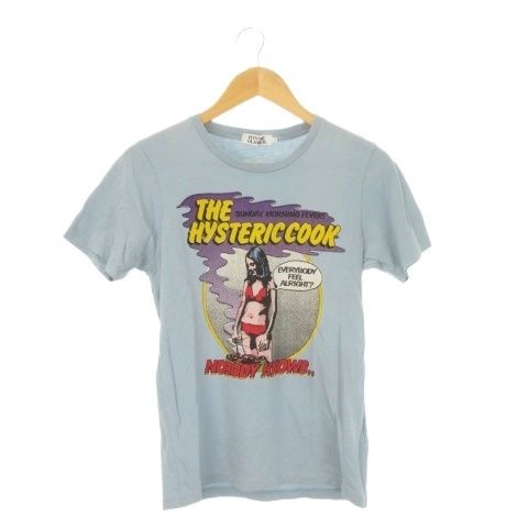ヒステリックグラマー HYSTERIC GLAMOUR Tシャツ S 青 ブルー 半袖 クルーネック グラフィックプリント /CK14 ■GY99