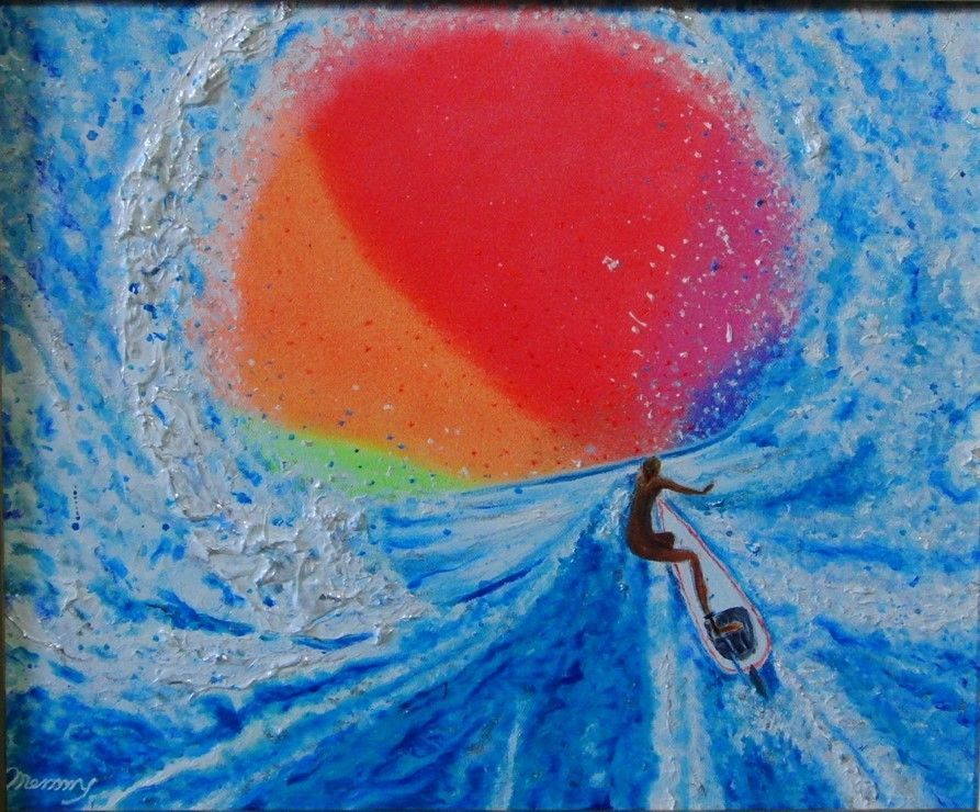 ≪国美協≫、佐藤めみ、『Surfing Tube』、油彩画、F8号：45,5cm×37