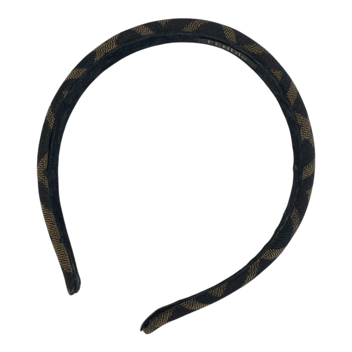 美品 FENDI フェンディ ズッカ ブラウン キャンバス ヘアアクセサリー