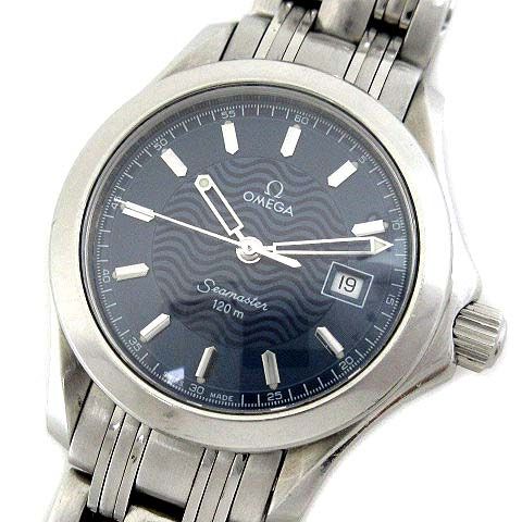オメガ OMEGA シーマスター 120m クォーツ レディース 腕時計 596.1501 6501/827 ブルー文字盤