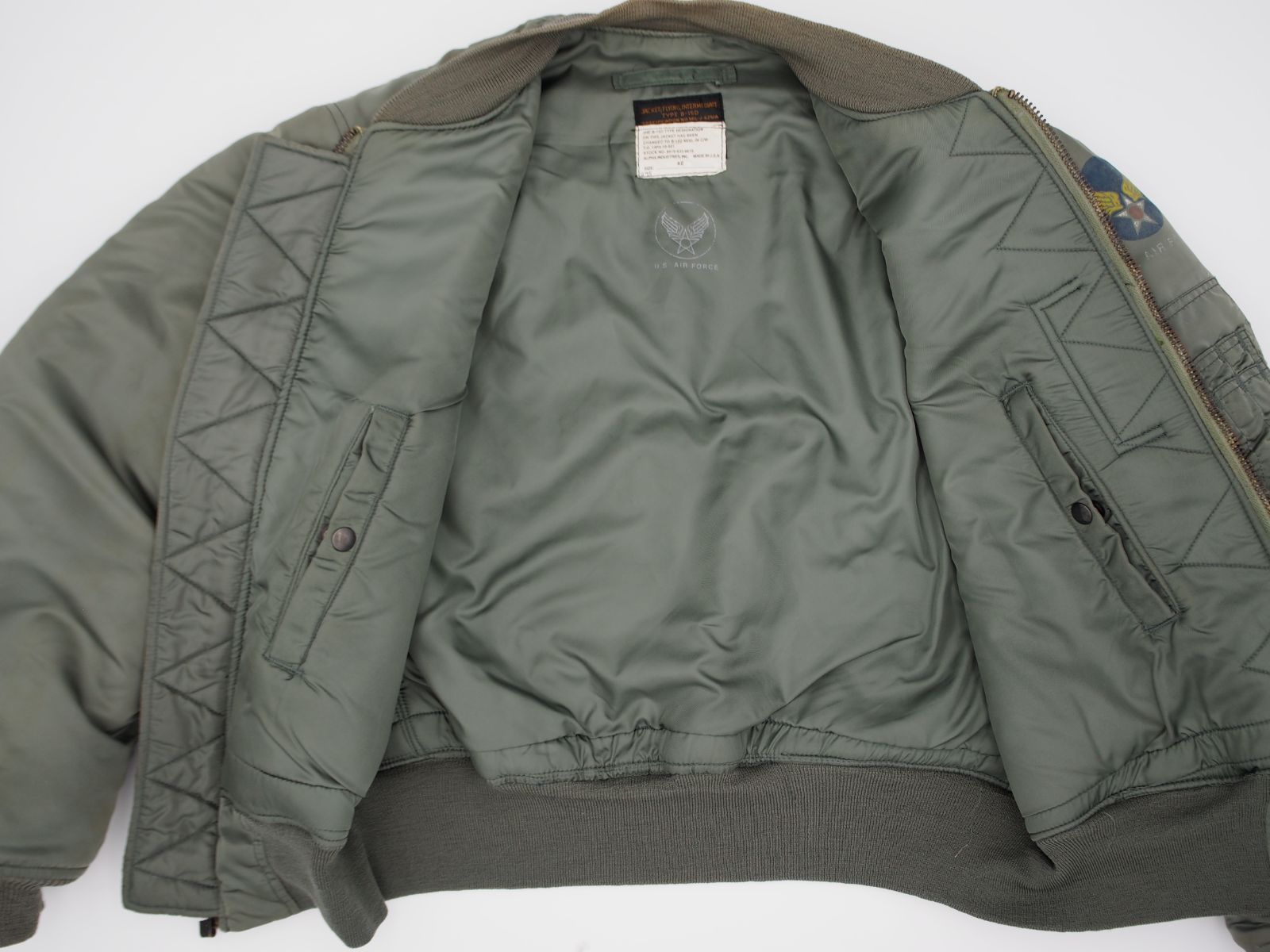 ALPHA INDUSTRIES B-15D MOD フライトジャケット USA製 サイズ40 説明