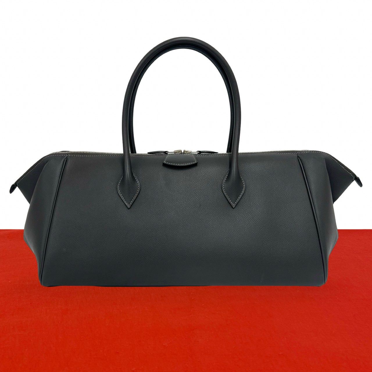 極 美品 □J 刻印 HERMES エルメス パリボンベイ 40 ヴォーエプソン レザー 本革 ハンドバッグ ミニ ボストンバッグ グラファイト 49264