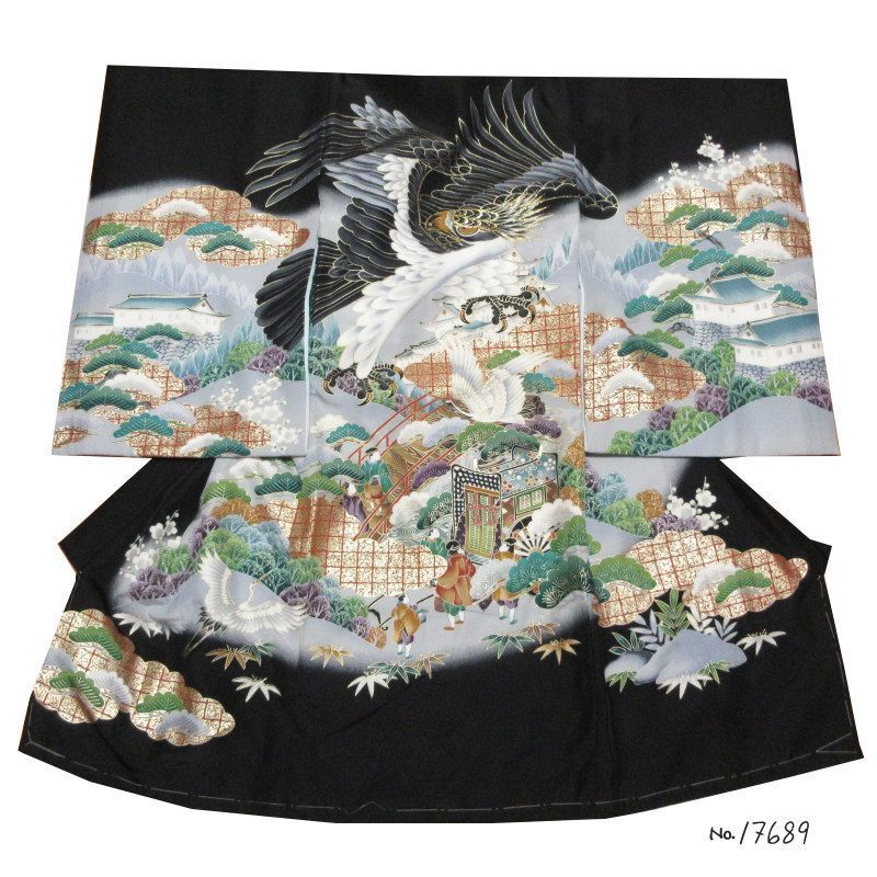 匿名 新品 未使用 展示品処分 お宮参り着物 正絹 お宮参り 祝着 産着 男児B お宮詣り お宮参り着物＋長襦袢付 男の子 25-17689