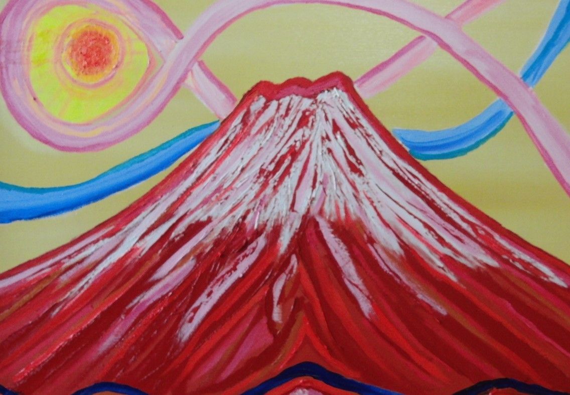 ≪国美協≫TOMOYUKI・友之、『赤富士・富岳』、油彩画、F20号：72,7×60