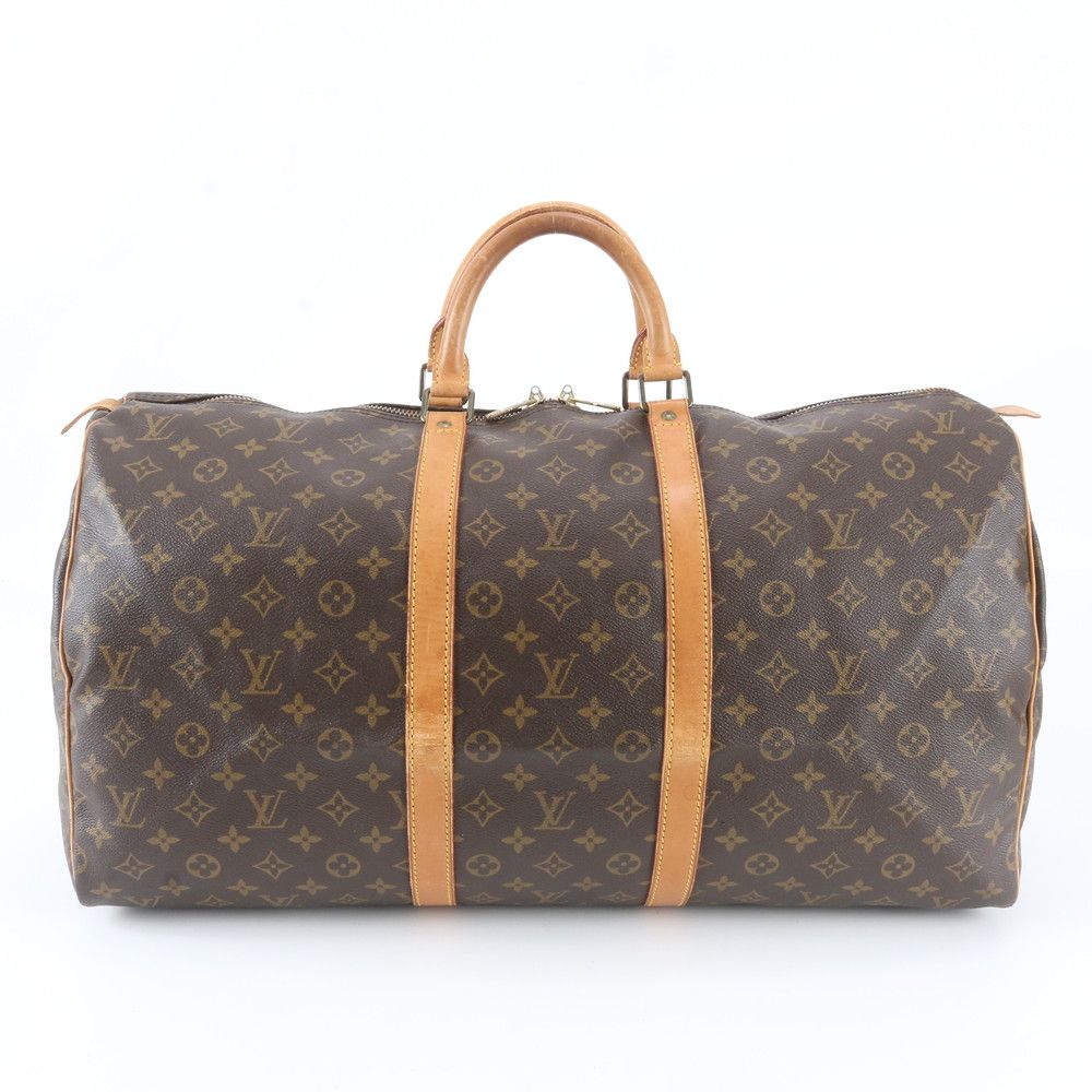 美品 ルイヴィトン モノグラム キーポル 55 M41424 レザー ボストン バッグ 出張 旅行 トート トラベル メンズ EWE EK18-7【中古】