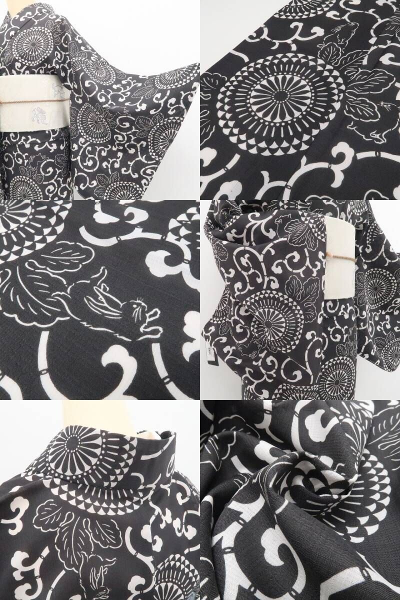 新品・浴衣】小紋 撫松庵 セオアルファ 唐草うさぎ 洗える夏着物