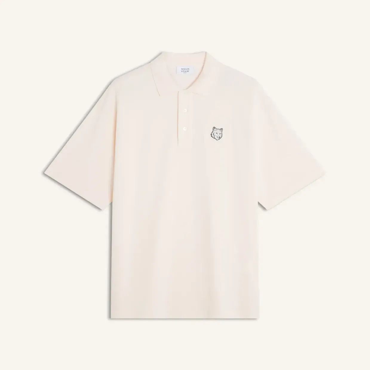 【美品】国内正規品 メゾンキツネ ボールドフォックス ポロシャツ セージベージュ MAISON KITSUNE BOLD FOX HEAD PATCH COMFORT POLO Mauve M メゾン