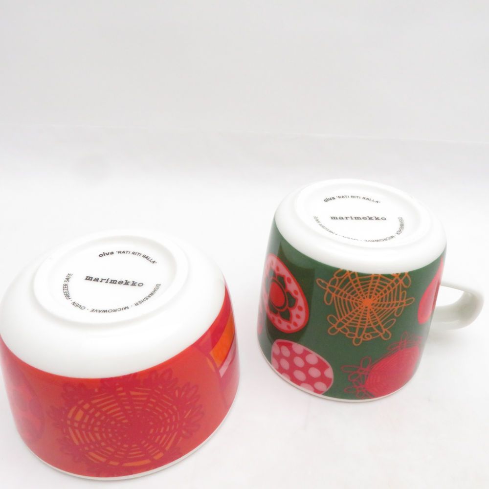 美品 marimekko マリメッコ Rati Riti Ralla ラティリティラッラ ボウル スクエアプレート マグカップ 3点 セット 北欧 SO4139C2