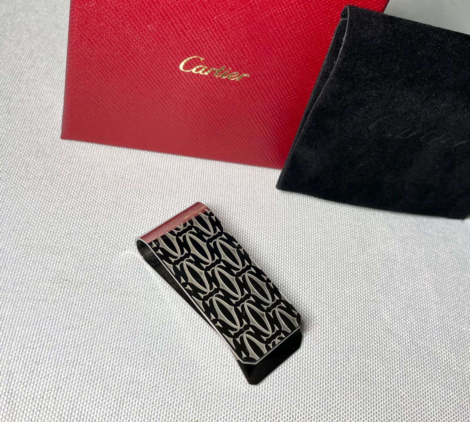 美品 Cartier C ドゥ カルティエ デコール マルチロゴマネークリップ