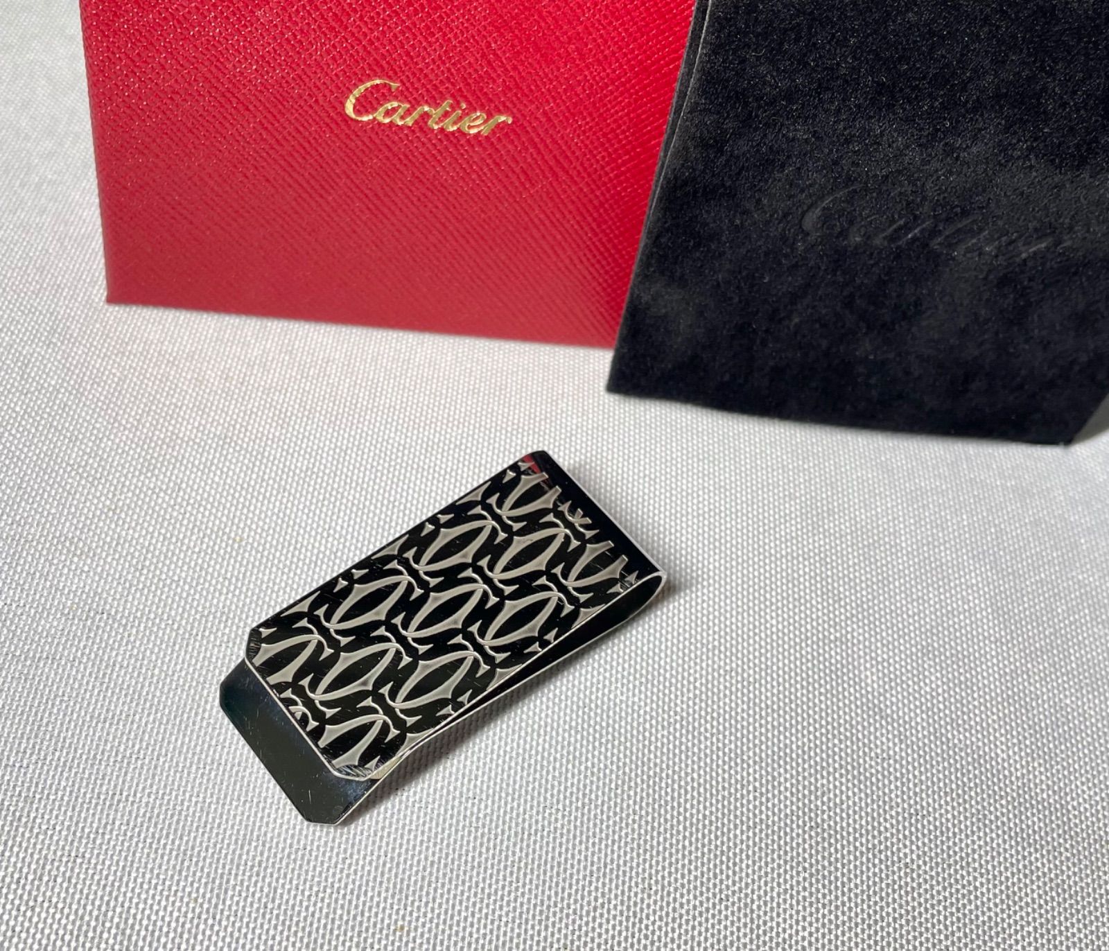 美品 Cartier C ドゥ カルティエ デコール マルチロゴマネークリップ