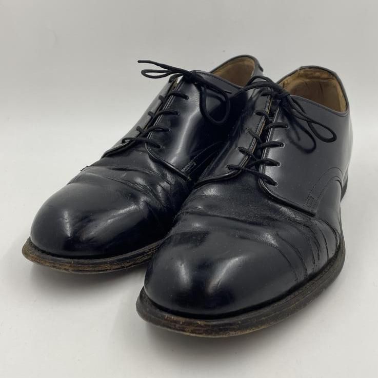【中古】70s U.S. NAVY サービスシューズ ブラック サイズ26cm相当 △ヒビ割れ ユーエスネイビー[24]