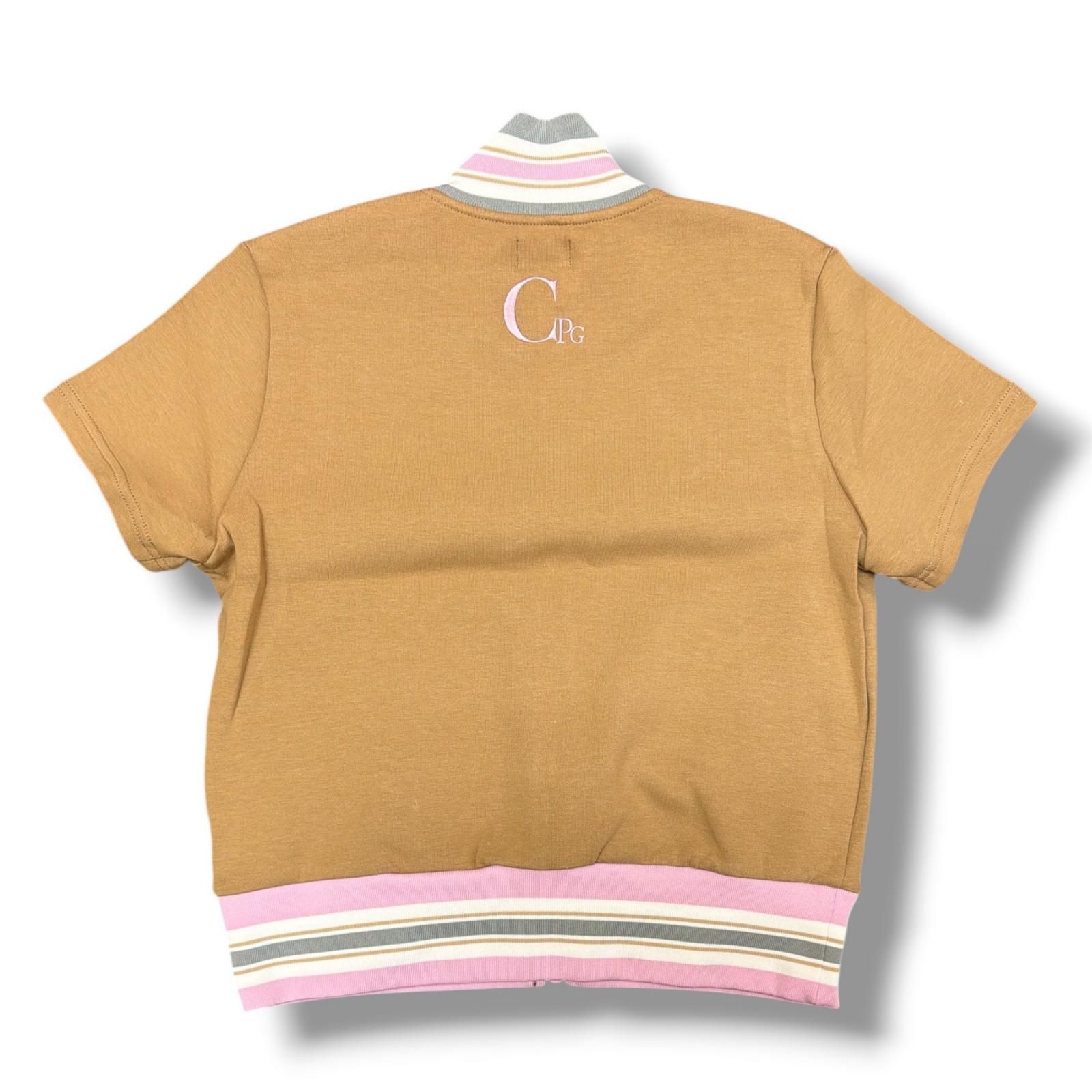 CPG GOLF メンズ パイル 半袖 シャツ ベージュ 参考上代24200円 未使用 CPG GOLF 半袖ジップシャツ ゴルフウェア