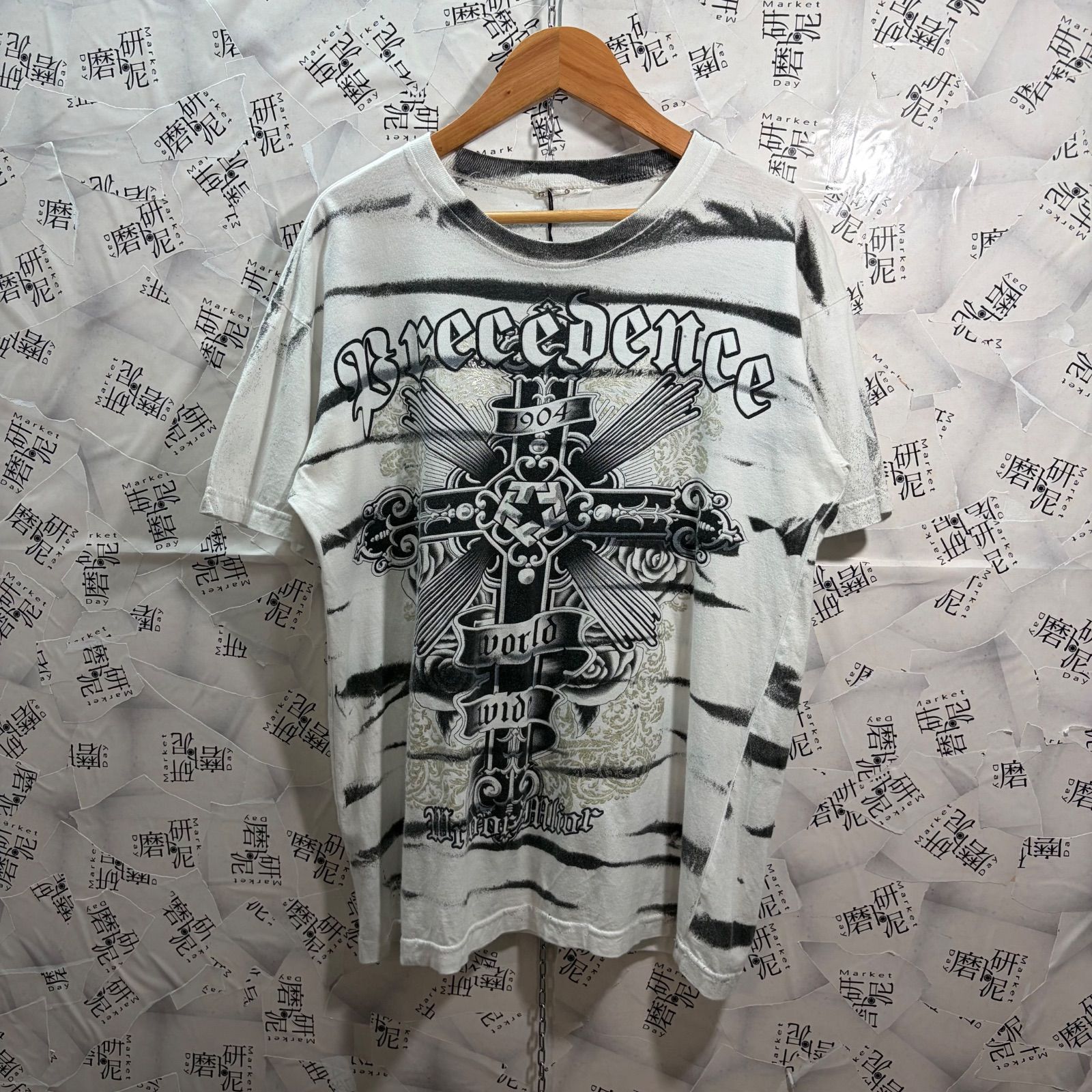 Y2K 00s お兄系 平成ギャル クロス 十字架 総柄Tシャツ