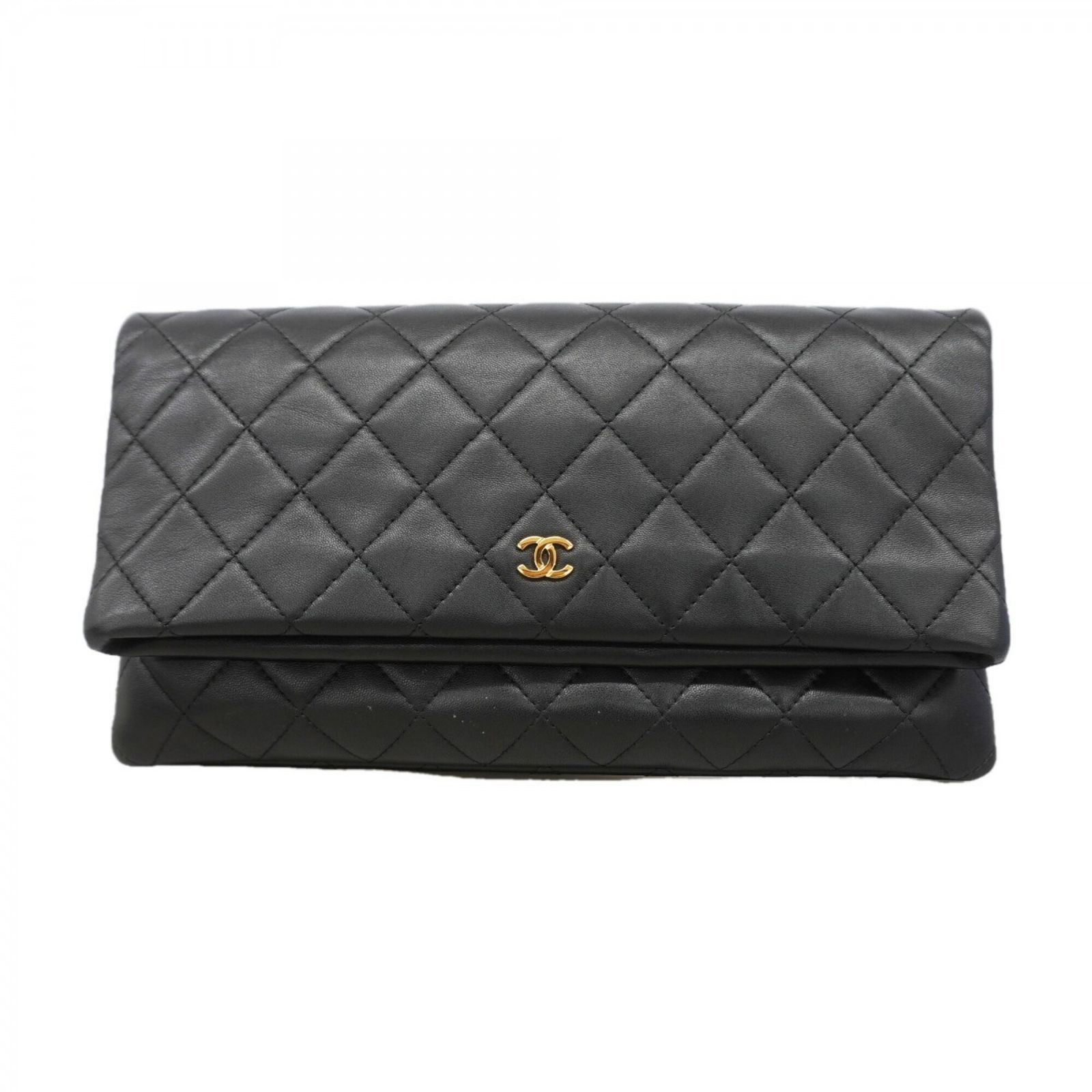 シャネル(Chanel) シャネル クラッチバッグ マトラッセ ラムスキン ブラック メンズ レディース