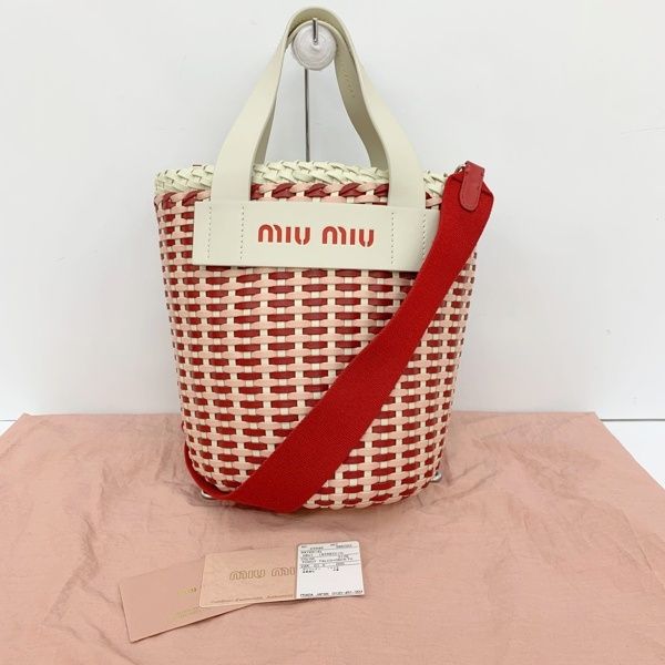 miu miu ミュウミュウ イントレッチオ 2WAY カゴバッグ ショルダー