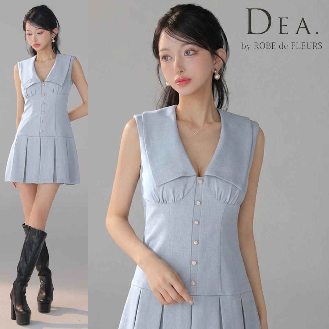 な*な様 DEA.byROBE de FLEURS ノースリーブ/プリーツ/キャ DEA.byROBE de FLEURS】ノースリーブ/プリーツ/キャバドレス XSサイズ