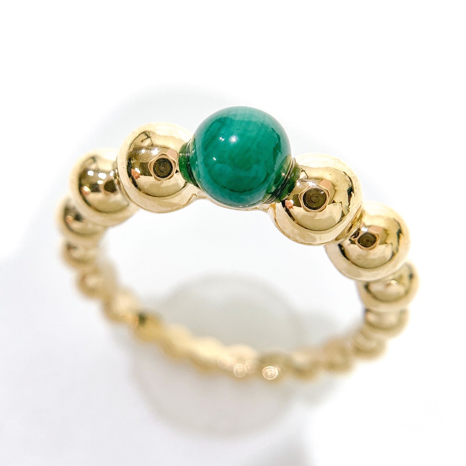 【中古】ヴァンクリーフ&アーペル Van Cleef & Arpels ペルレ ヴァリアシオン マラカイト リングK18YGイエローゴールド