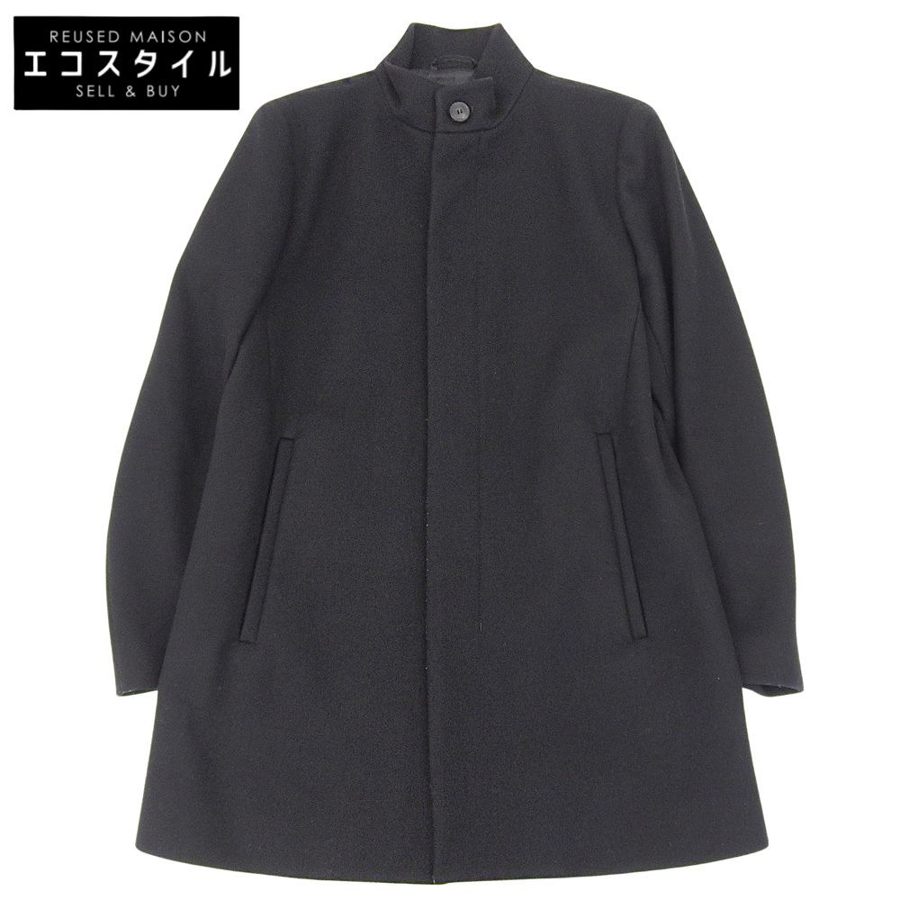 Theory セオリー スタンドカラー コート ブラック　ウール　カシミヤ混 S Theory セオリー カシミヤ混 スタンドカラーコート メンズ 黒 ブラック