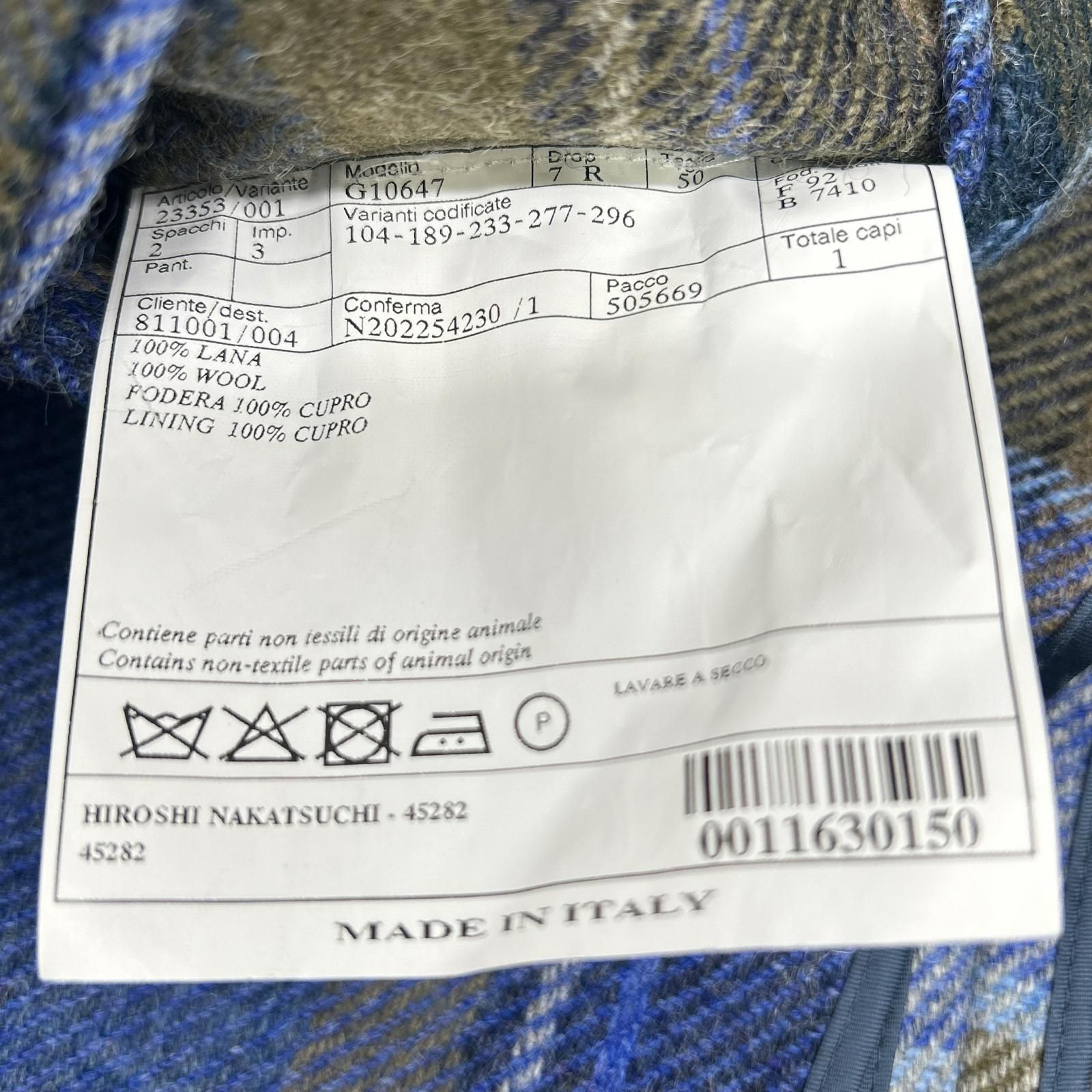 Belvest ベルベスト G10647 ブルー チェック ウール JACKET IN THE BOX