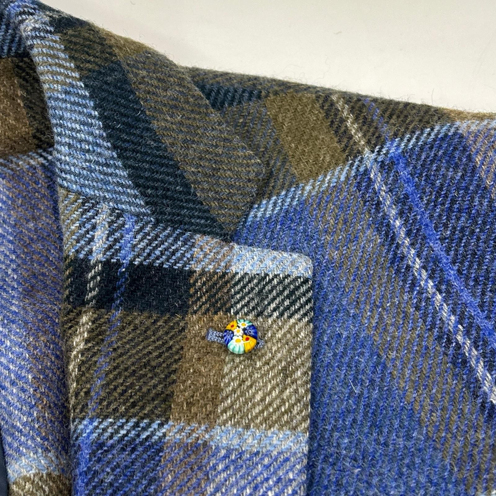 Belvest ベルベスト G10647 ブルー チェック ウール JACKET IN THE BOX