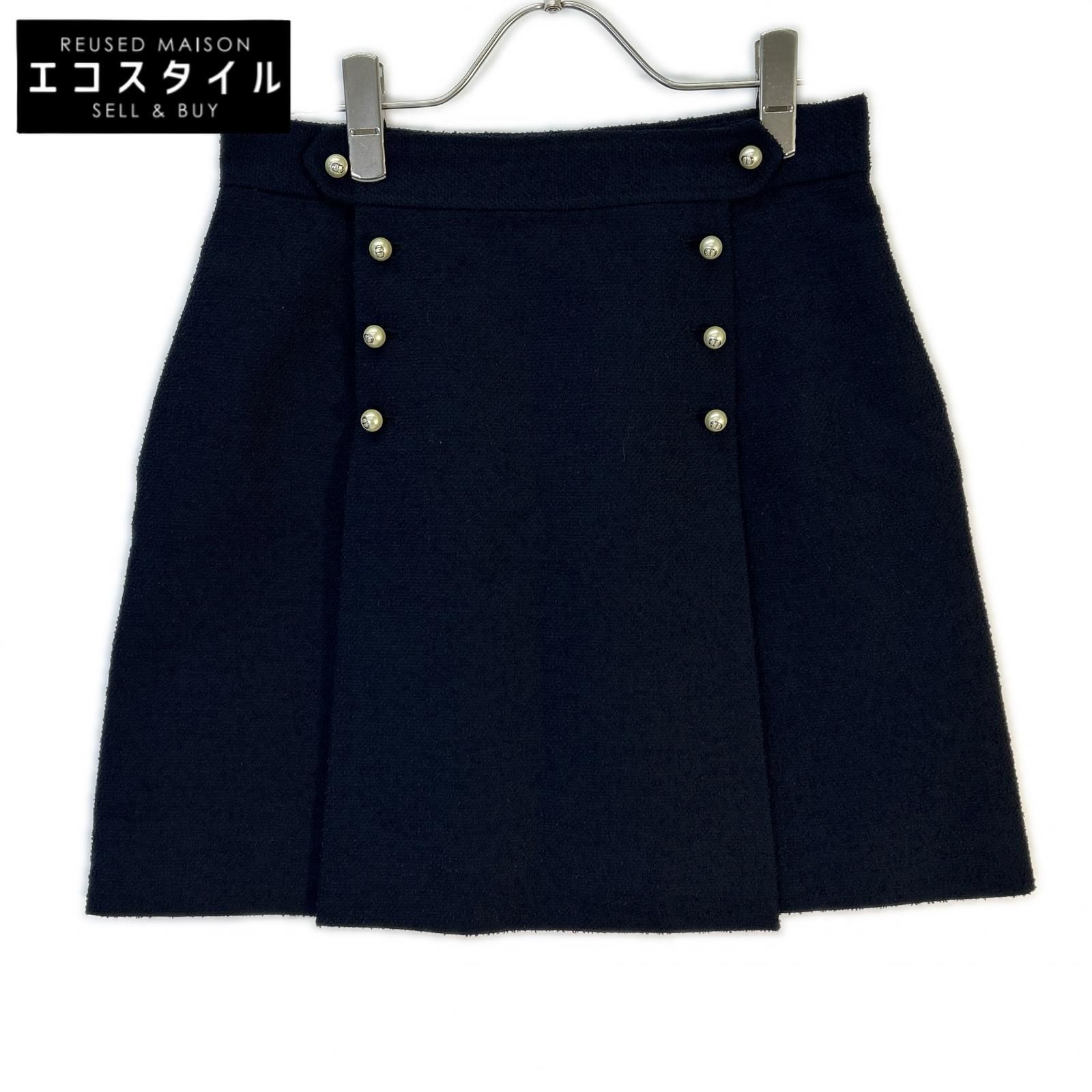 Christian Dior クリスチャンディオール 441J26A1761 ネイビー 24AW パールボタン リムーバブル セーラーパネル ミニスカート F38