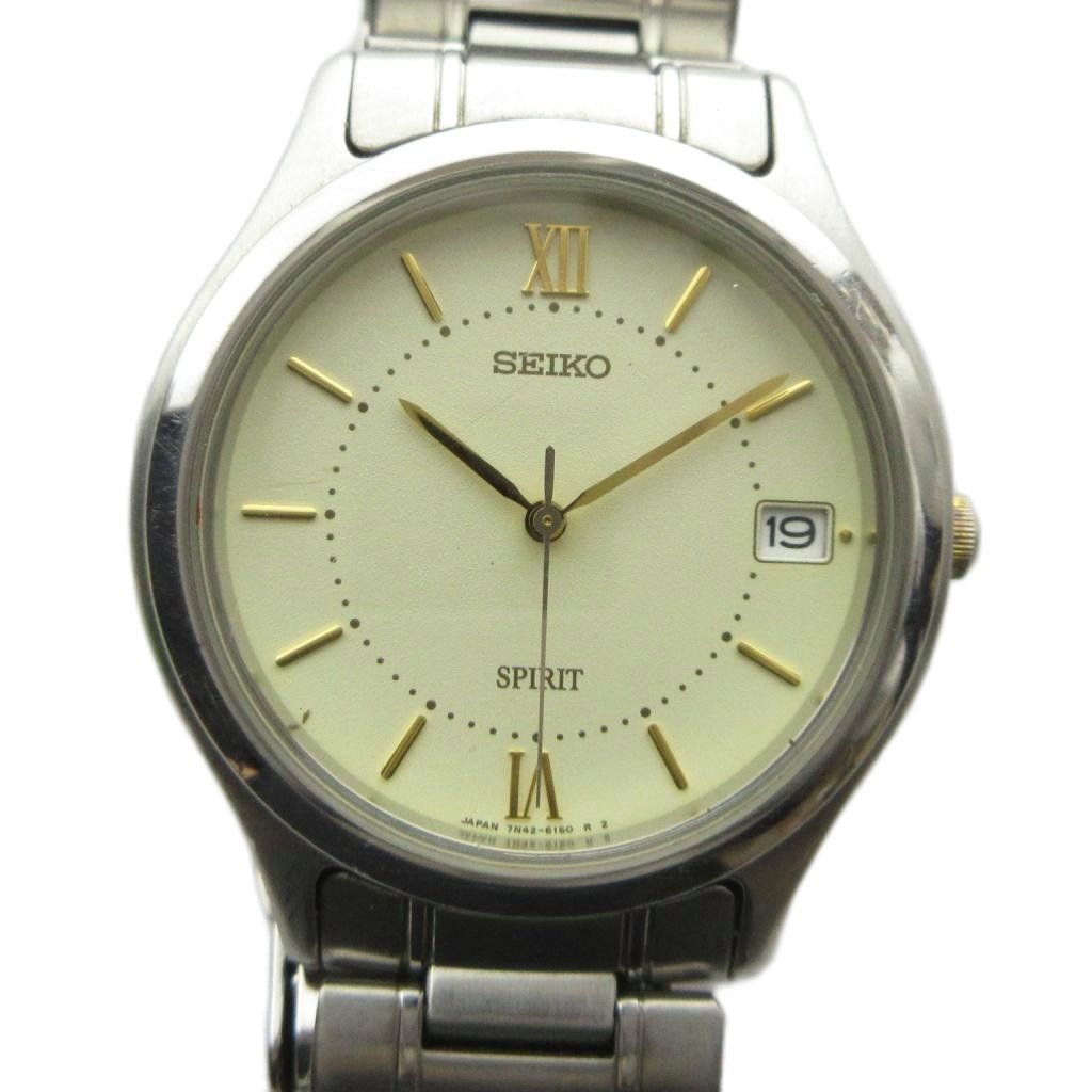 セイコー SEIKO スピリット 7N42-6110 腕時計 ウォッチ クォーツ カレンダー付き シルバー色 ■GY18 /MQ