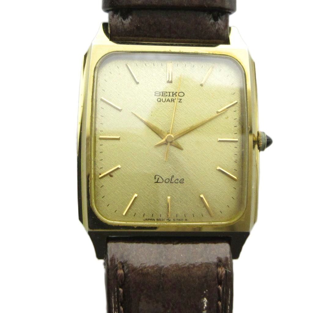 セイコー SEIKO DOLCE ドルチェ 5931-5550 腕時計 ウォッチ クォーツ レザーベルト ゴールドカラー 金色 ■GY18 /MQ