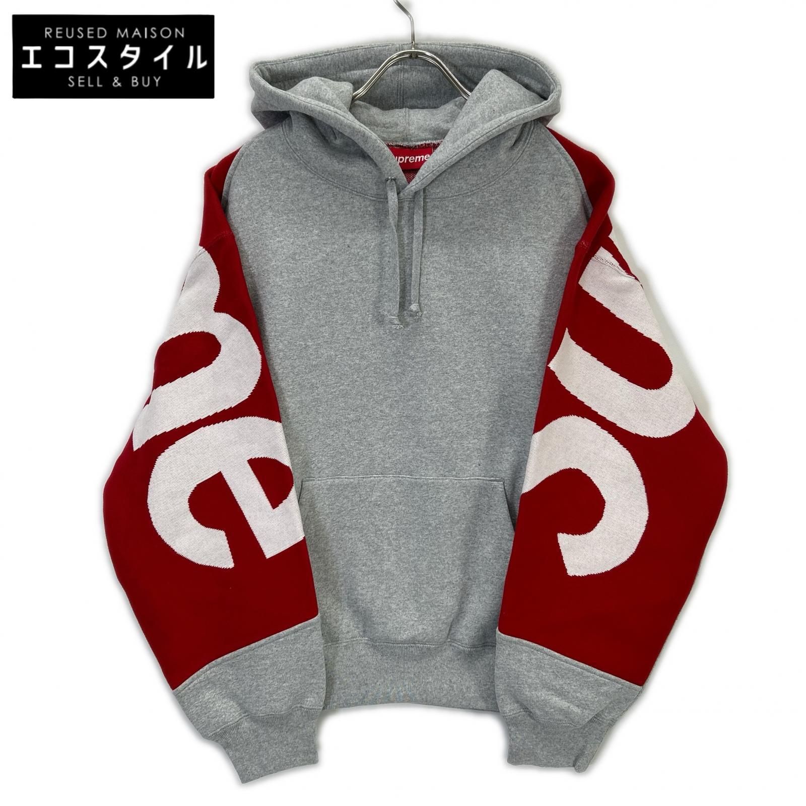 Supreme　シュプリーム　グレー ビッグロゴ ジャガード フーディー スウェット パーカー　S 37,109円